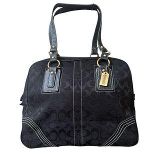 Vintage 1999 Coach Black Signature Logo  Satchel